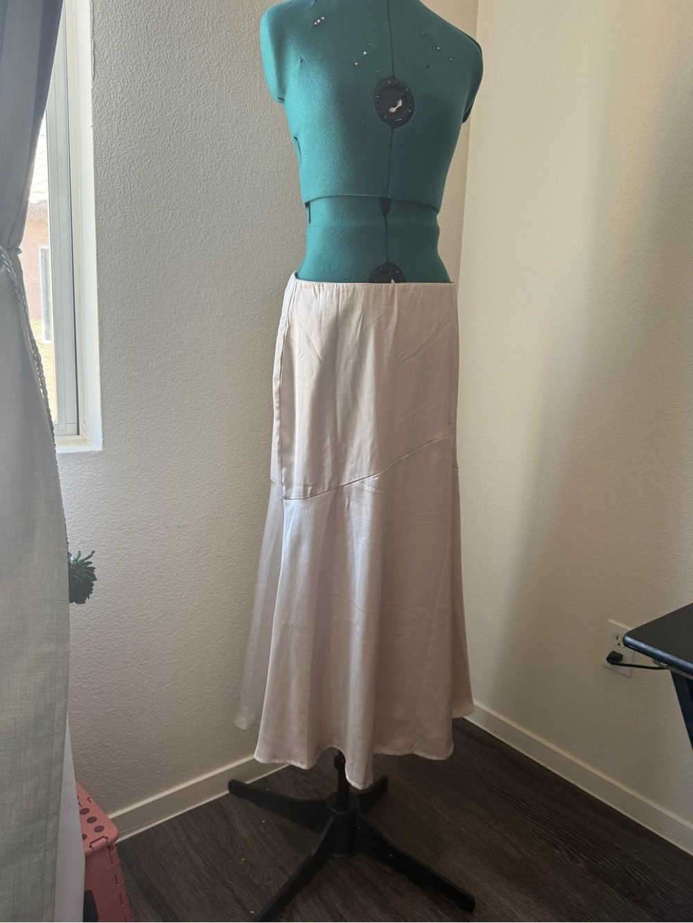 Champagne Satin Maxi Skirt